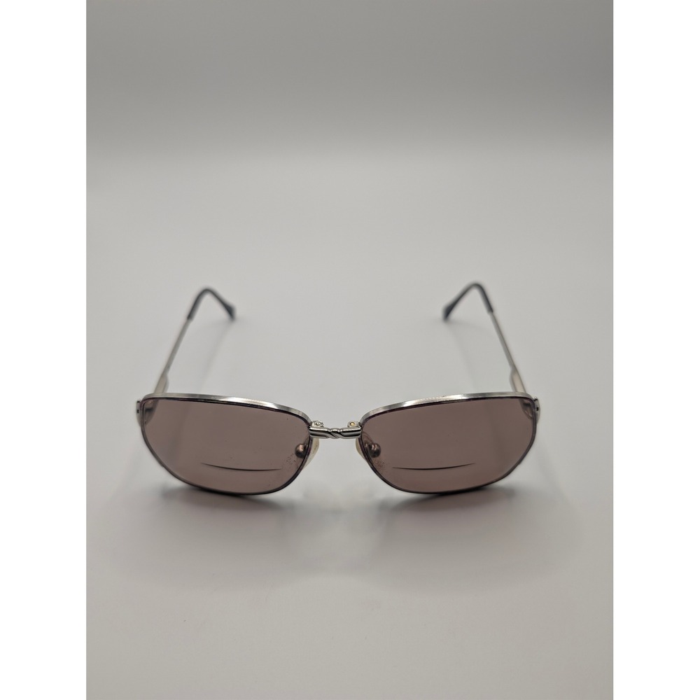 BerDel Sferoflex Abby Vintage Square Sunglasses Silver Blueburst Italy 120mm